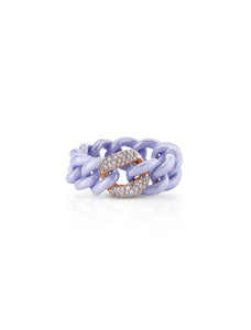 Single Pavé Lavender Ceramic Essential, 18K Rose Gold Link Ring