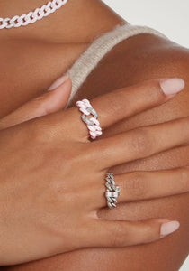 Single Pavé Lavender Ceramic Essential, 18K Rose Gold Link Ring