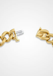 Single Pavé Matte Medium Link, 18K Yellow Gold Bracelet