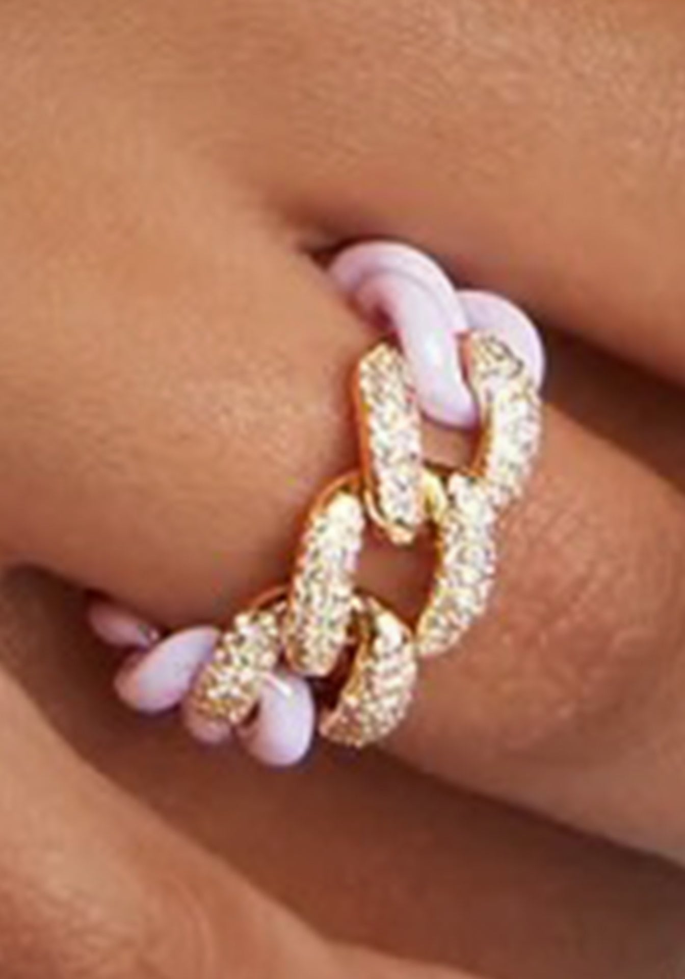Triple Pavé Lavender Ceramic Essential, 18K Rose Gold Link Ring