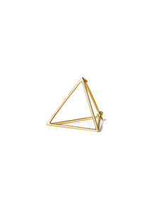 3D Triangle, 18K Yellow Gold Earring, Large