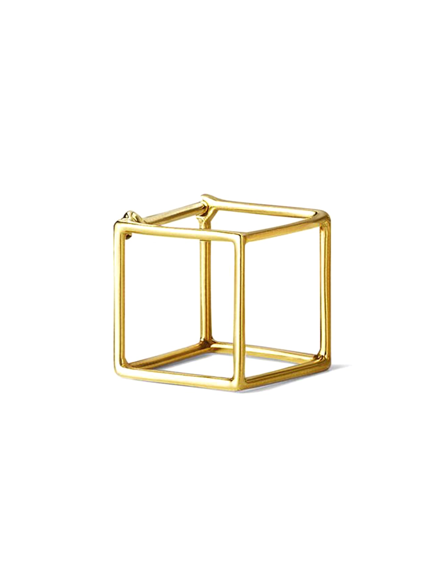 3D Square, 18K Yellow Gold Earring, Small