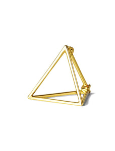 3D Triangle 18K Yellow Gold Earring, Medium