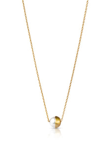Half Pearl 90 Degree, 18K Yellow Gold + Pearl Necklace