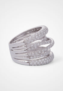 Scribble, 18K White Gold + Diamond Ring