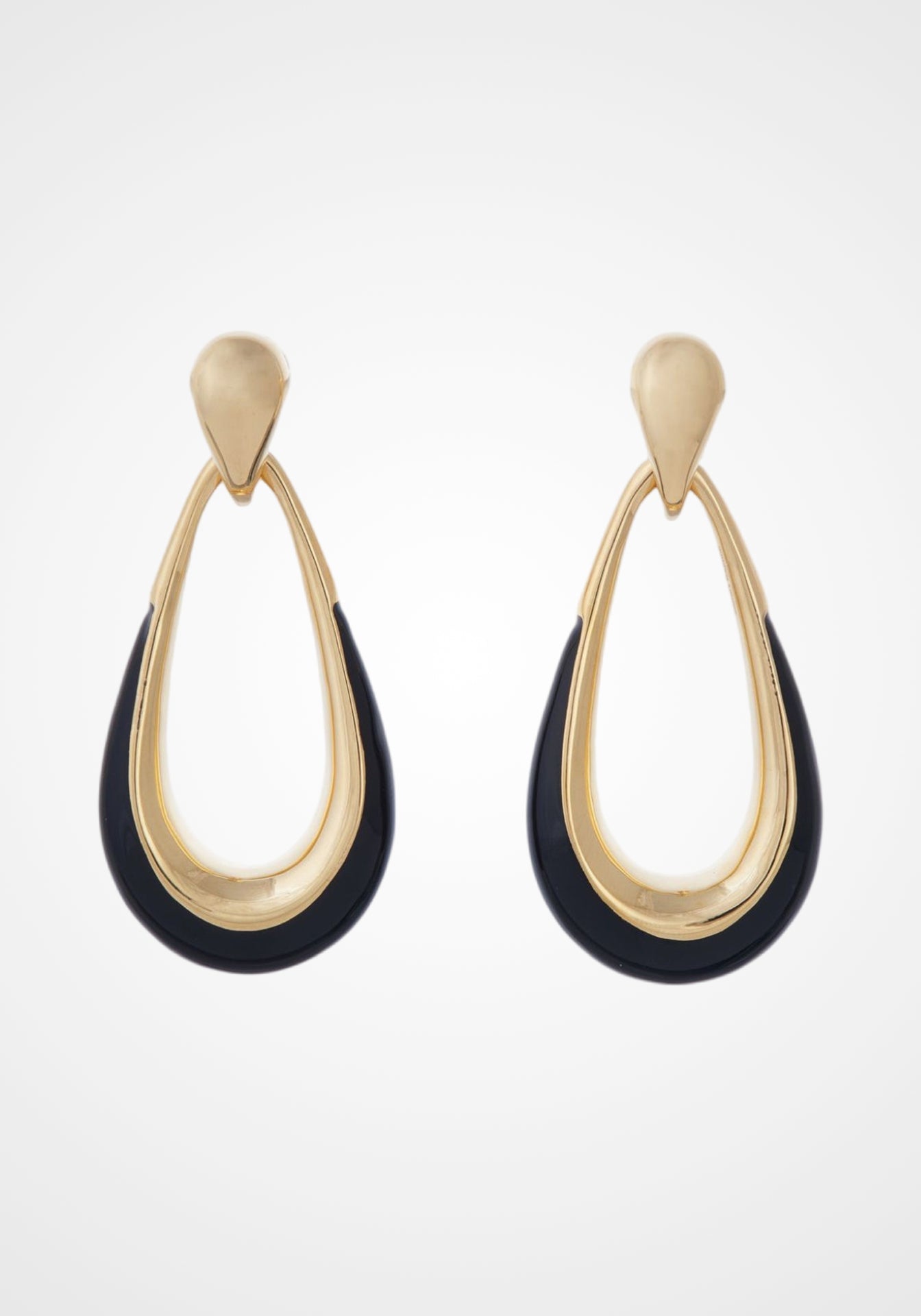 Door Knocker, 18K Yellow Gold + Enamel Earrings