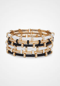 Carly, 18K Yellow Gold, White Enamel + Diamond Bracelet