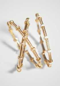 Carly, 18K Yellow Gold, White Enamel + Diamond Bracelet