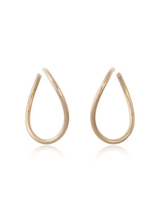 Curved Oval, 18K Yellow Gold Hoops