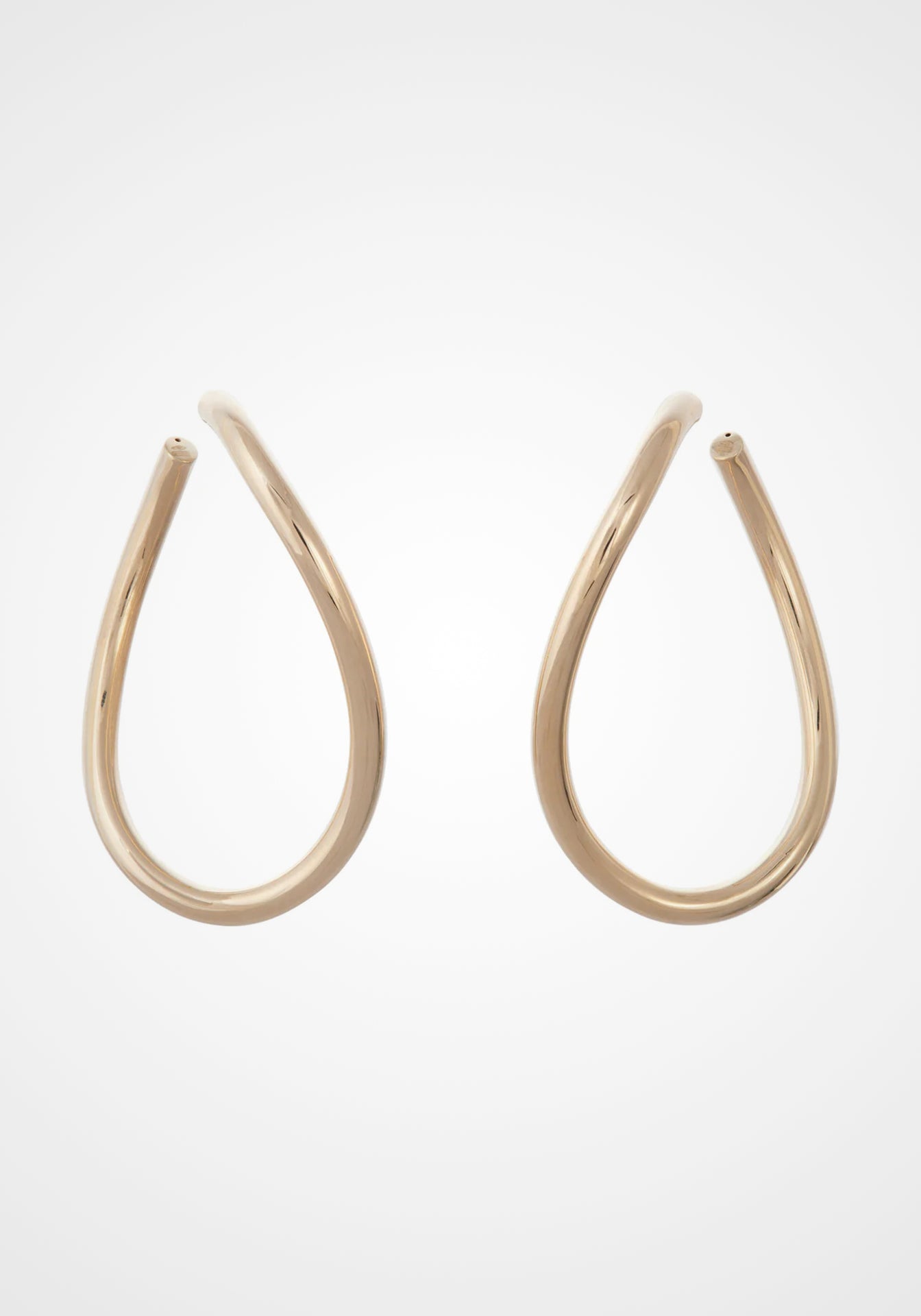 Curved Oval, 18K Yellow Gold Hoops