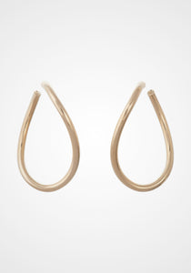 Curved Oval Hoop, 18K Yellow Gold Earrings