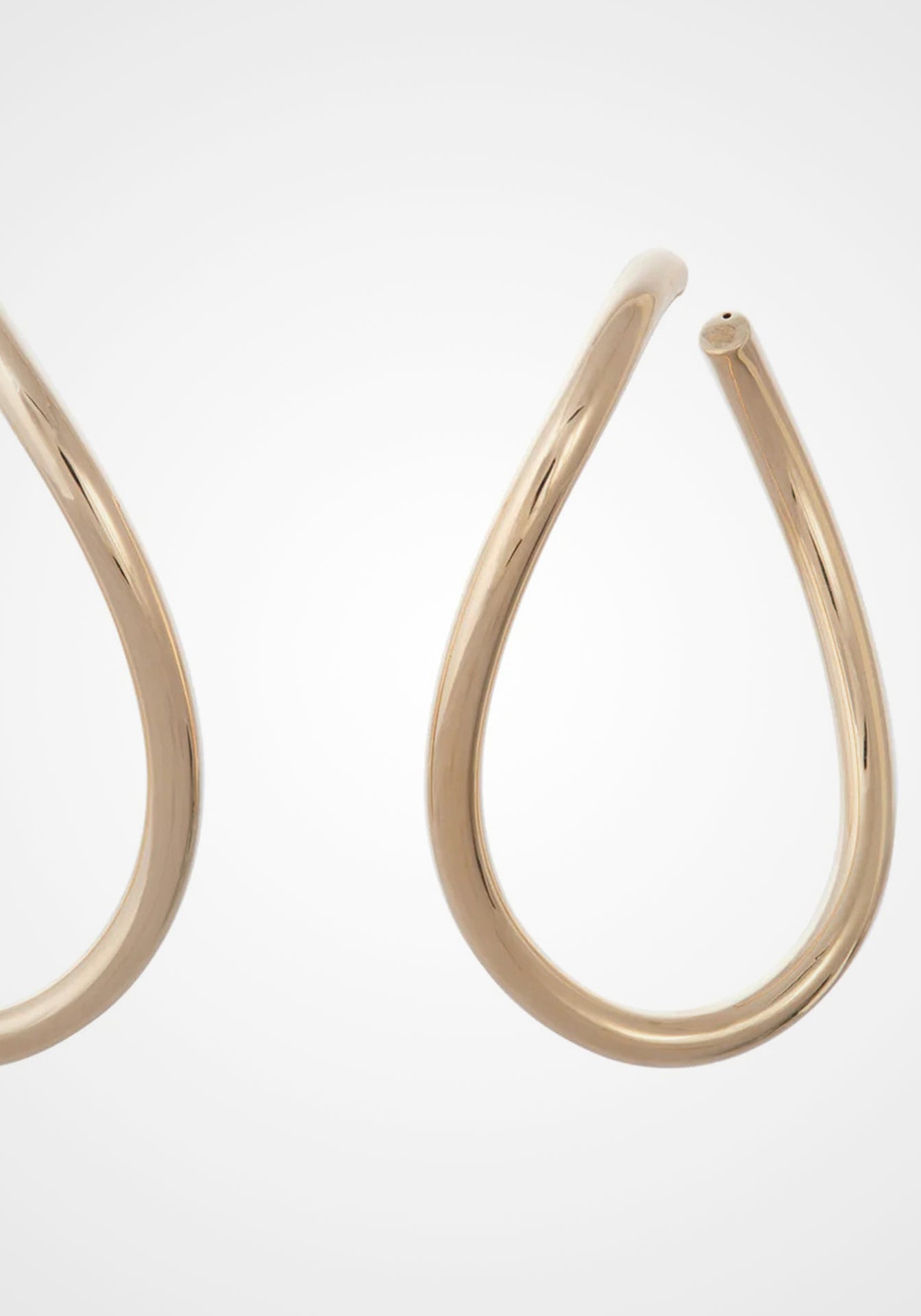 Curved Oval Hoop, 18K Yellow Gold Earrings