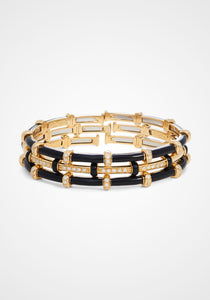 Carly, 18K Yellow Gold, Black Enamel + Diamond Bracelet