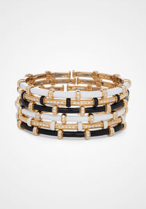 Carly, 18K Yellow Gold, Black Enamel + Diamond Bracelet