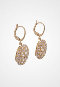 Honeycomb, 18K Yellow Gold + Diamond Earrings, Large