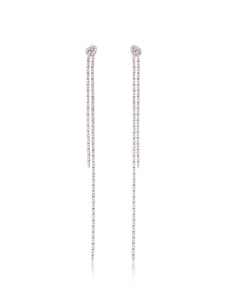 Long Knot, 18K White Gold + Diamond Earrings
