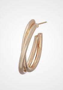 Oval Intertwined, 18K Yellow Gold Hoop Earrings