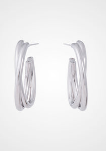 Oval Intertwined Hoop, 18K White Gold Earrings