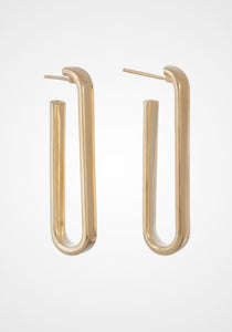 Wide Paperclip Hoop, 18K Yellow Gold Earrings