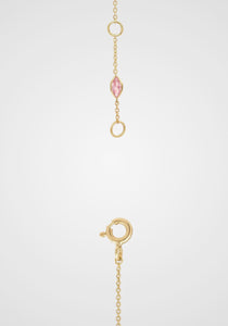 Camélia 2, 18K Yellow Gold, Emeralds, Rubies + Pink Sapphire Necklace
