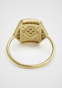 Paloma 1, 18K Yellow Gold, Yellow Sapphires, Black + White Diamond Ring