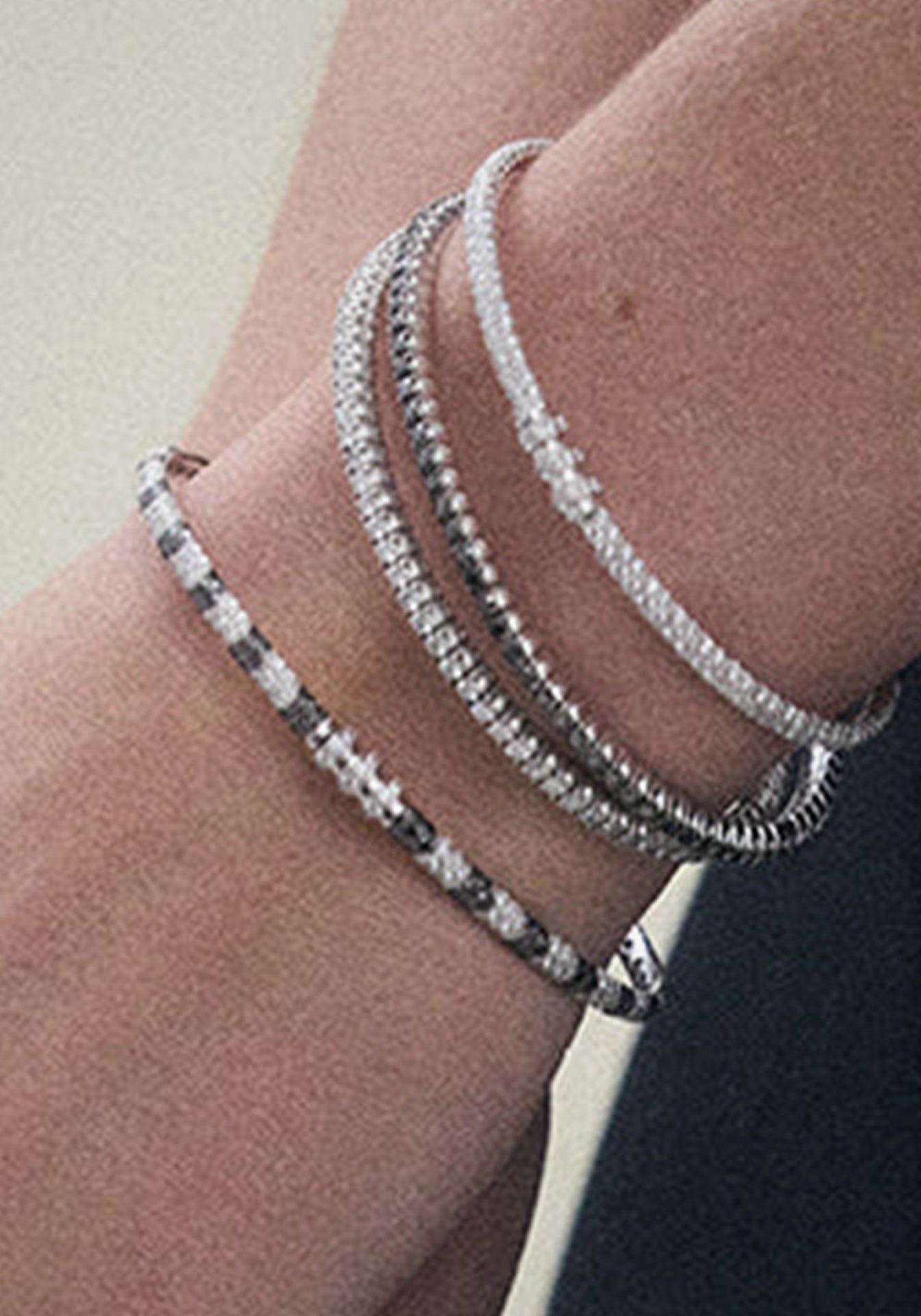 Anyway, 925 Silver + Black Diamond Bracelet