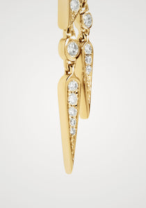 Anyway Double Drop, 18K Yellow Gold + Diamond Earring