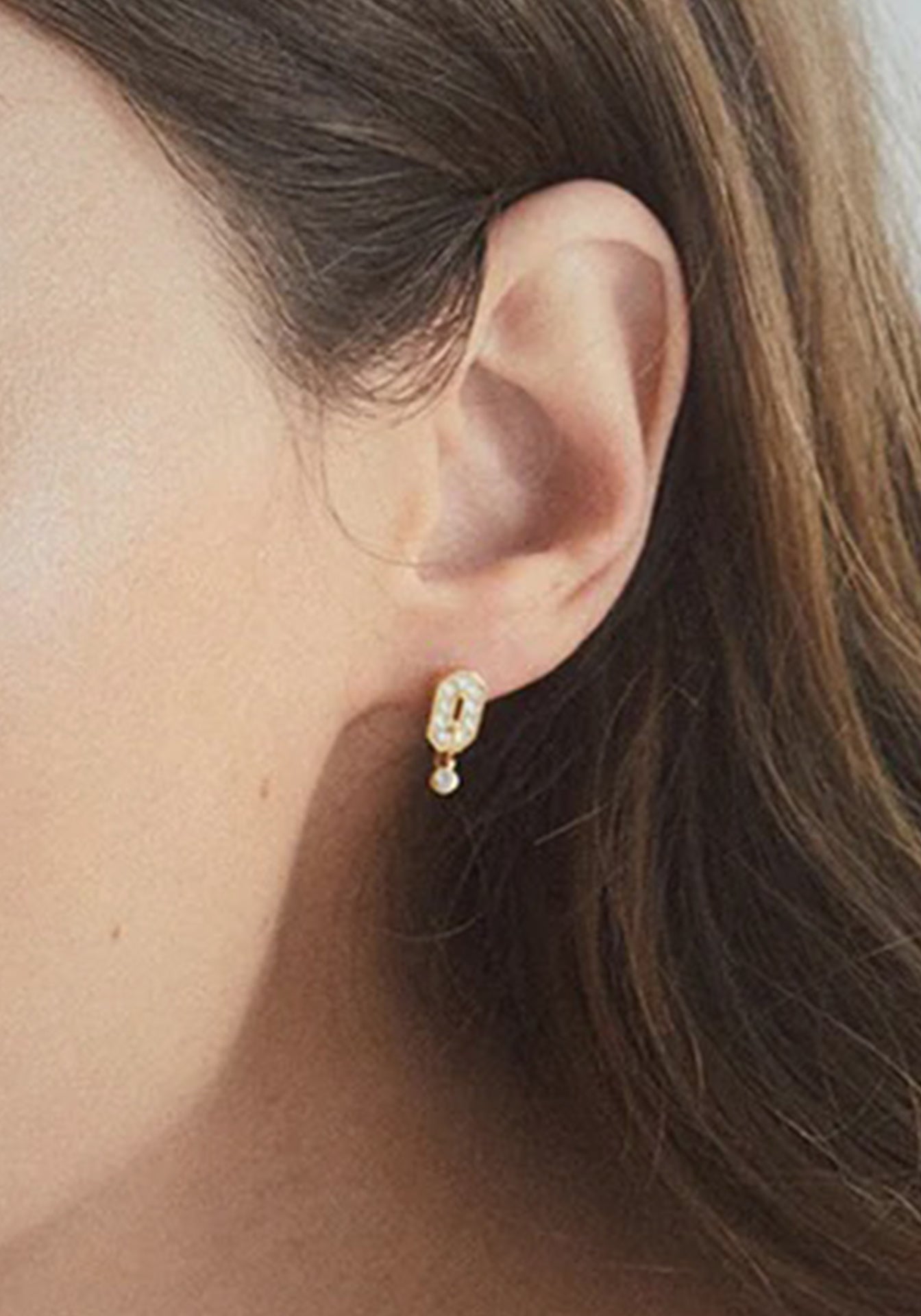 Mini My Way, 18K Yellow Gold + Diamond Earring