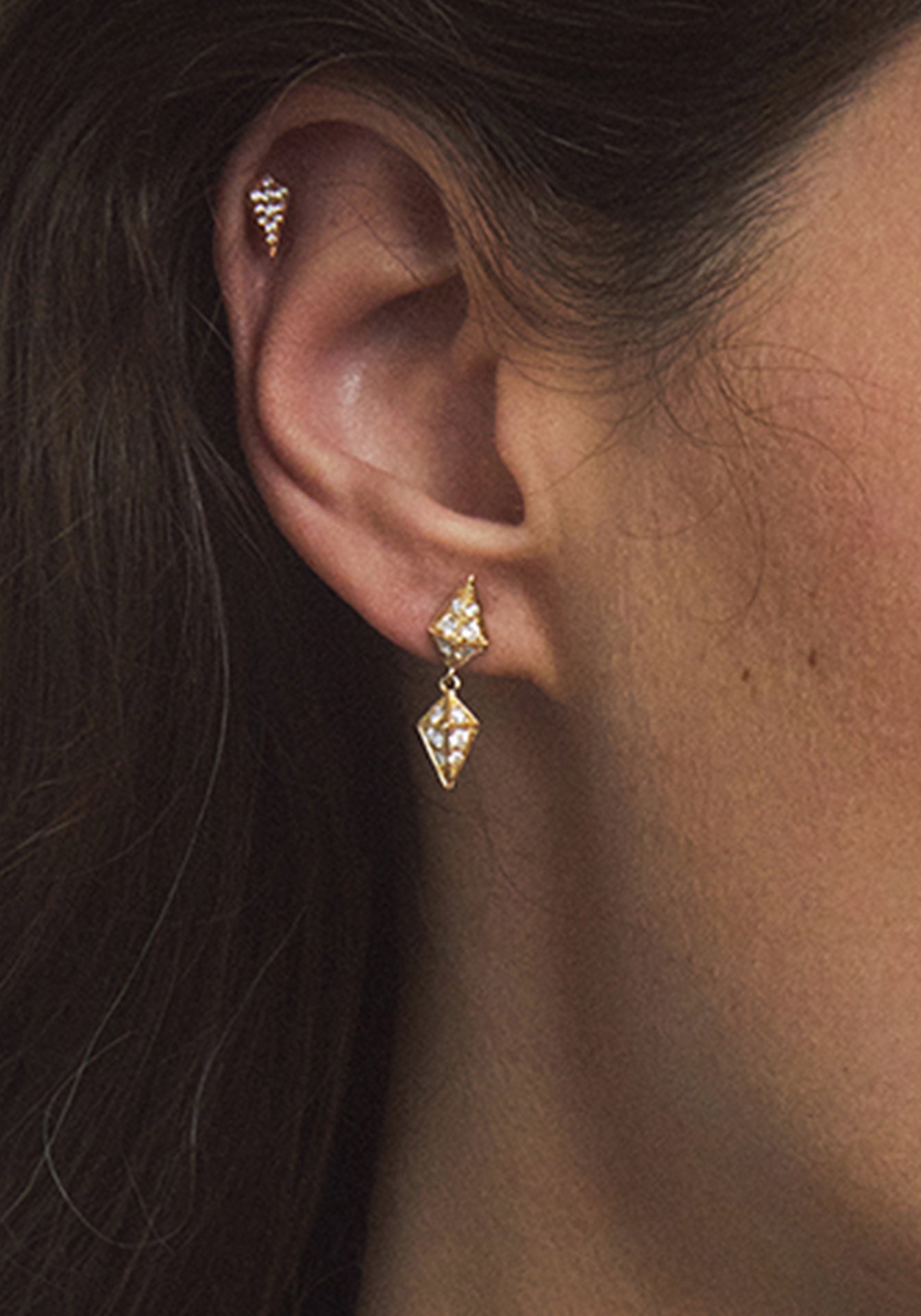 Rockaway, 18K Yellow Gold + Diamond Earring