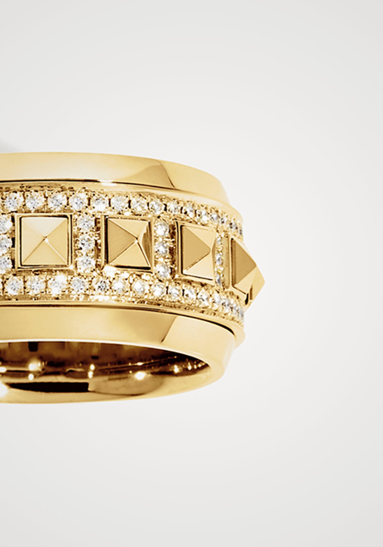 Rockaway Spinner, 18K Yellow Gold + Semi Pavé Diamond Ring