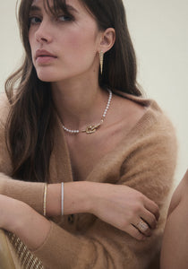 Stairway M, 18K Yellow Gold + Diamond Earring