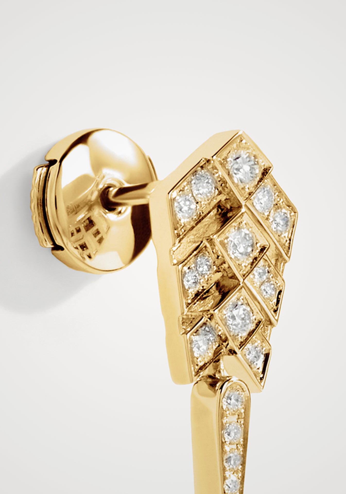 Stairway S, 18K Yellow Gold + Diamond Earring
