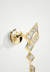 Stairway Wngs, 18K Yellow Gold + Diamond Earring