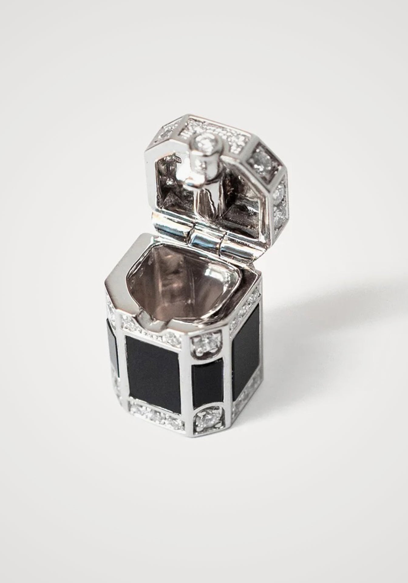 Wish Box Dream, 925 Silver, Black Agate + Diamond Necklace