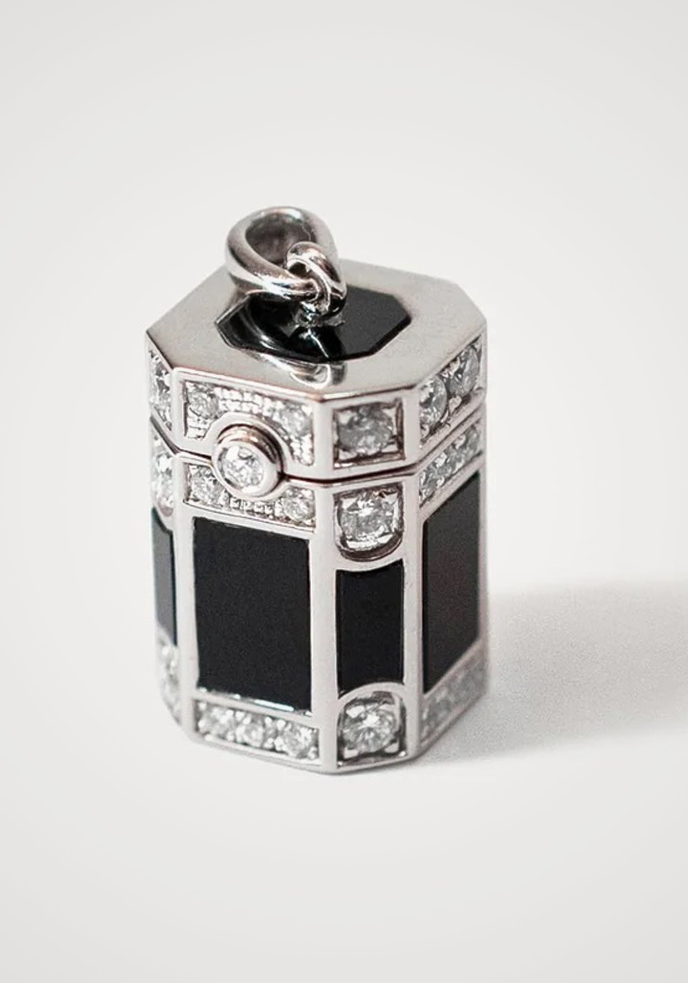 Wish Box Dream, 925 Silver, Black Agate + Diamond Necklace