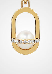 Allegory, 18K Yellow Gold, Akoya Pearl + Pavé Diamond Earrings