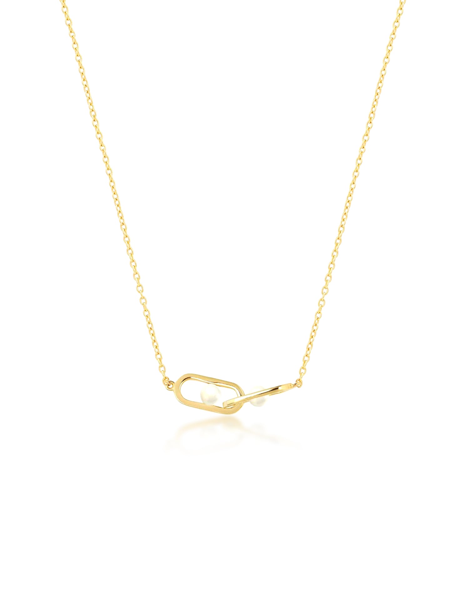 Inversion, 18K Yellow Gold + Akoya Pearl Necklace