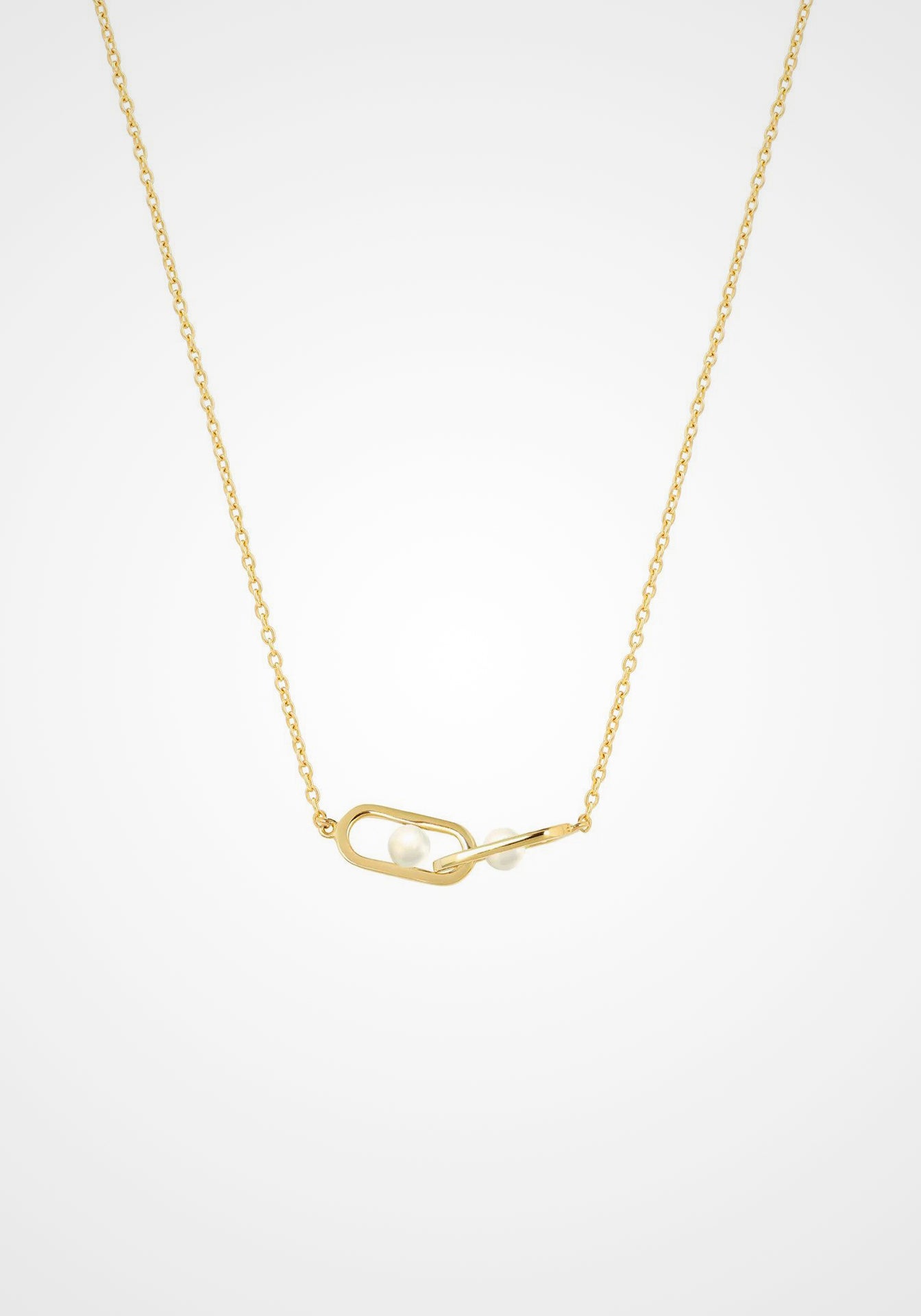 Inversion, 18K Yellow Gold + Akoya Pearl Necklace