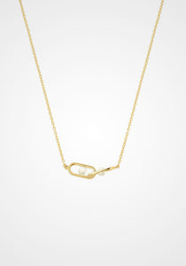 Inversion, 18K Yellow Gold + Akoya Pearl Necklace