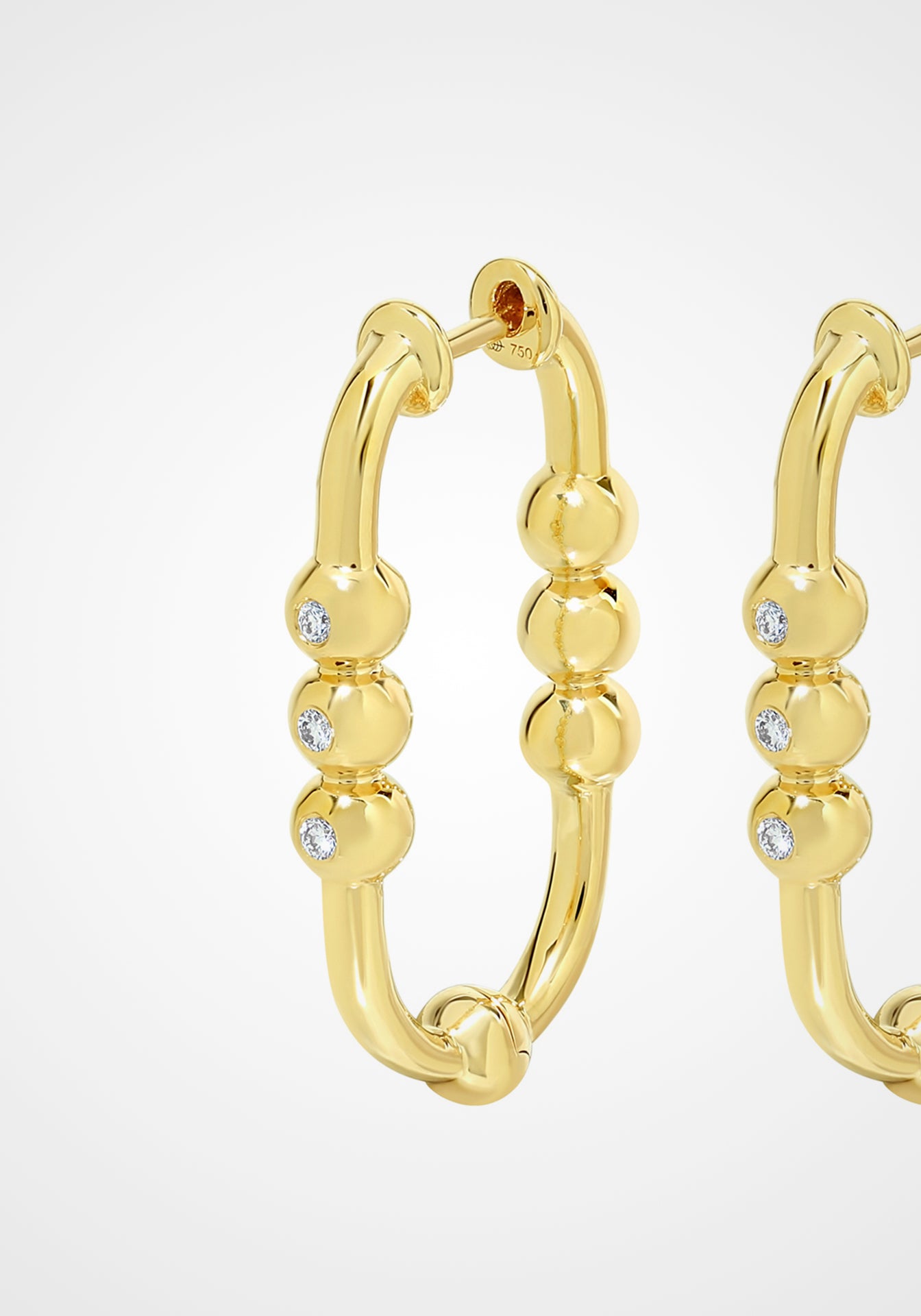 Markeli, 18K Yellow Gold + Diamond Hoop Earrings