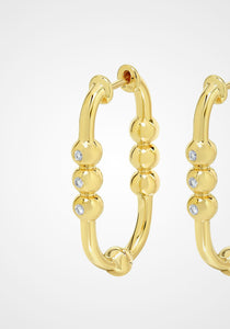 Markeli, 18K Yellow Gold + Diamond Hoop Earrings