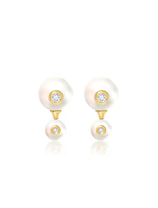 Nemara, 18K Yellow Gold + Akoya Pearl Earrings