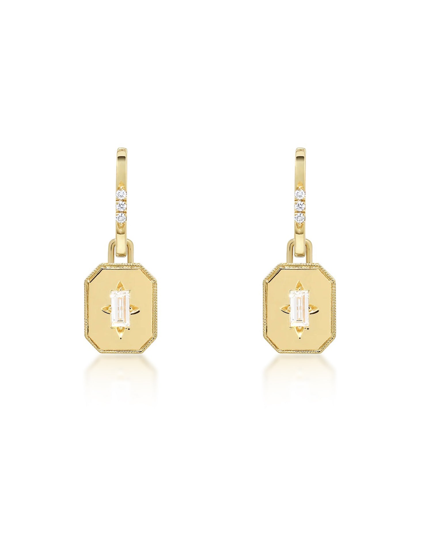 Spade Warisan Minor, 18K Yellow Gold + Diamond Pendant Drop Earrings