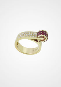 Esmee, 15K Yellow Gold, Ruby + Diamond Ring