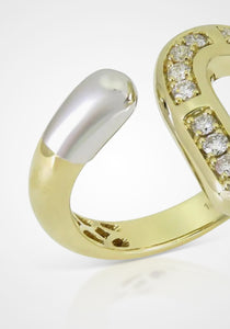 Drip Tube, 14K Yellow Gold + Diamond Ring