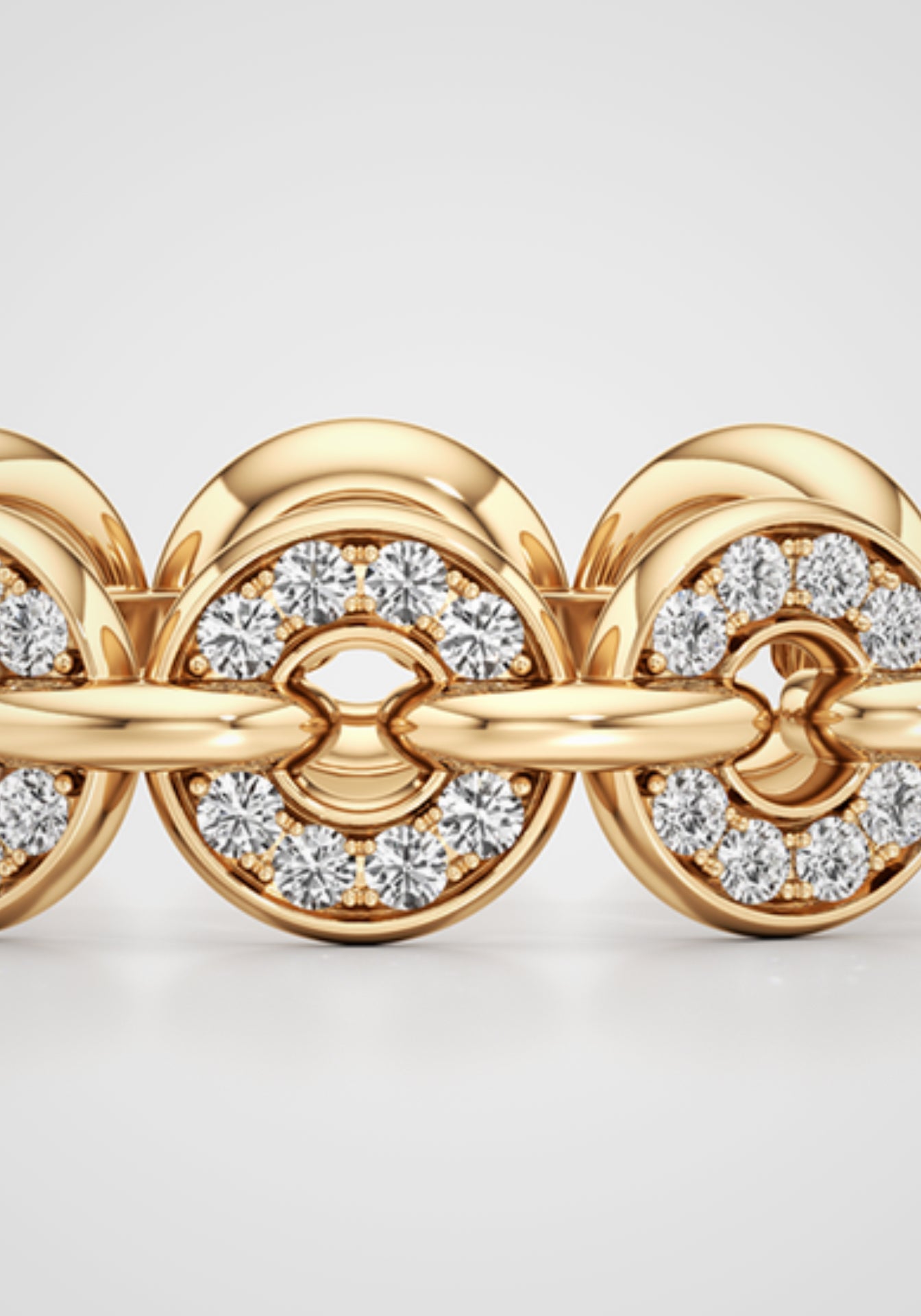 Armor, 18K Yellow Gold + Link Pavé Diamond Band