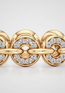 Armor, 18K Yellow Gold + Link Pavé Diamond Band