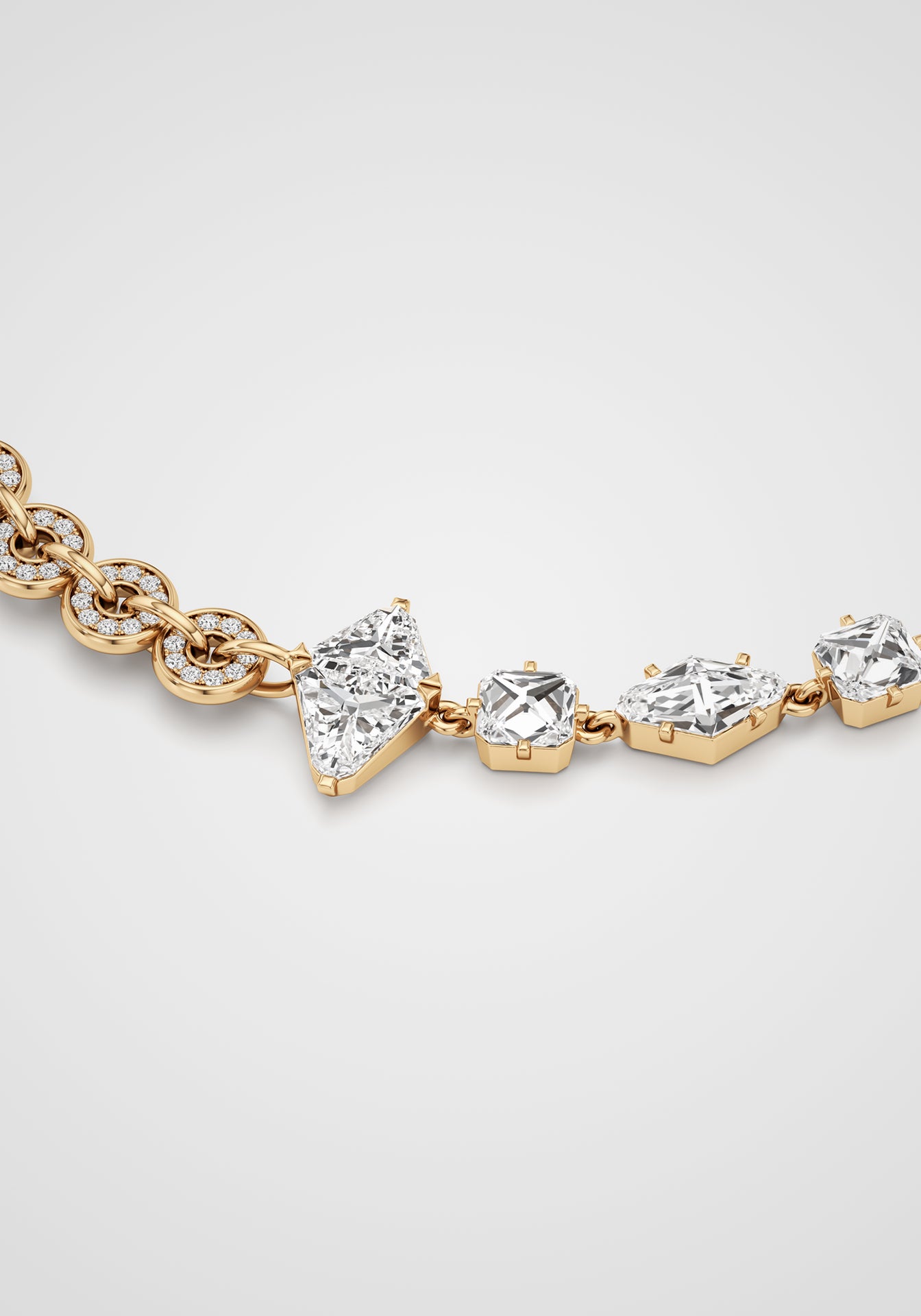 Armor, 18K Yellow Gold + Long Diamond Bracelet