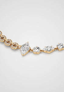 Armor, 18K Yellow Gold + Long Diamond Bracelet