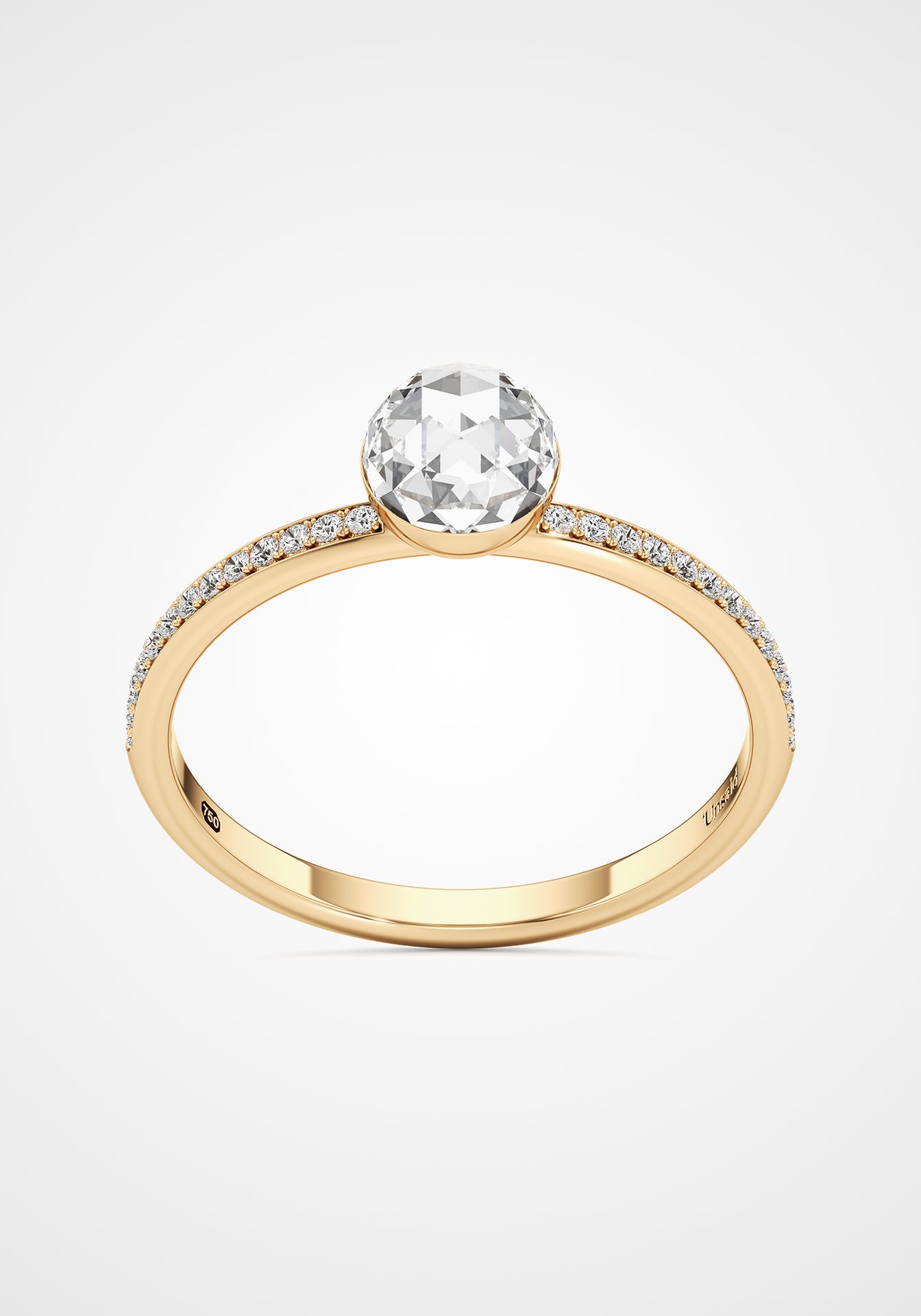 Bubble, 18K Yellow Gold + Diamond Pavé Ring, Small
